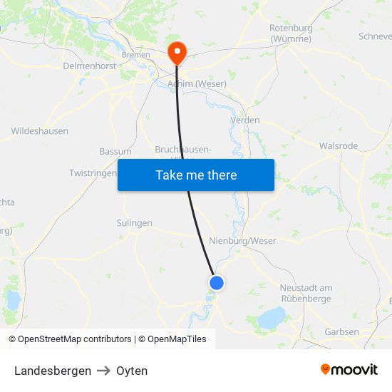 Landesbergen to Oyten map