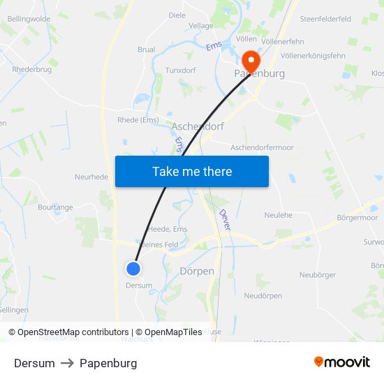 Dersum to Papenburg map