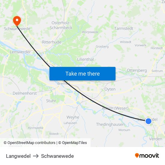 Langwedel to Schwanewede map