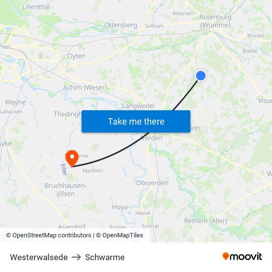 Westerwalsede to Schwarme map