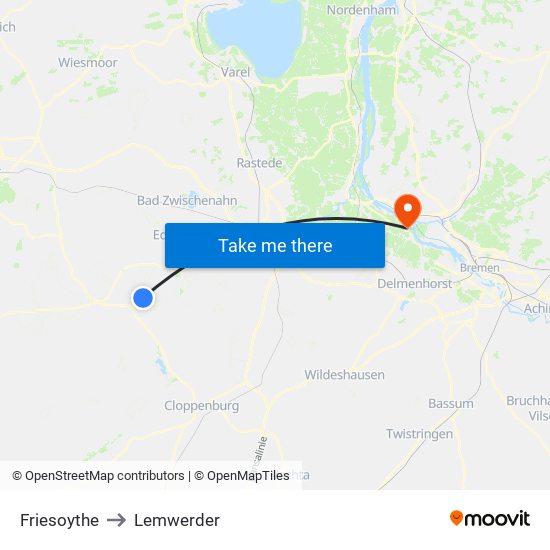 Friesoythe to Lemwerder map