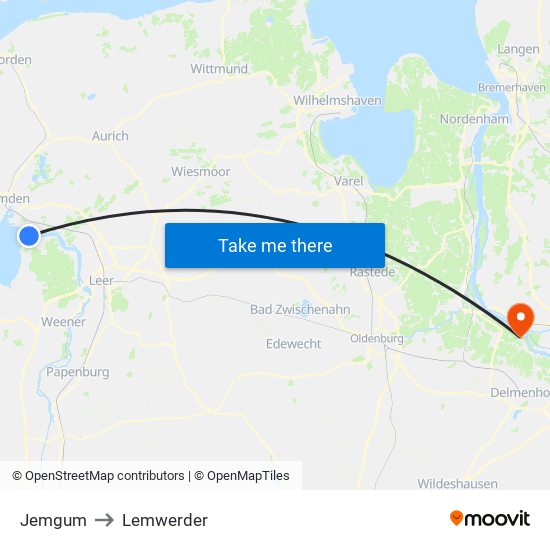 Jemgum to Lemwerder map