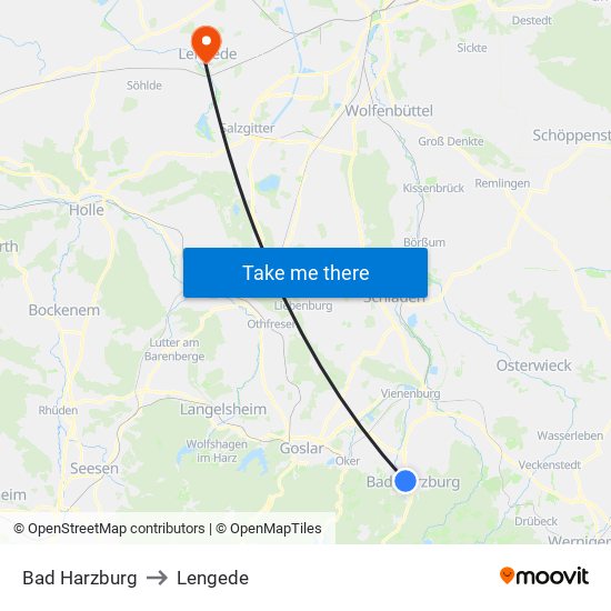 Bad Harzburg to Lengede map