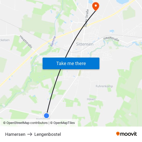 Hamersen to Lengenbostel map