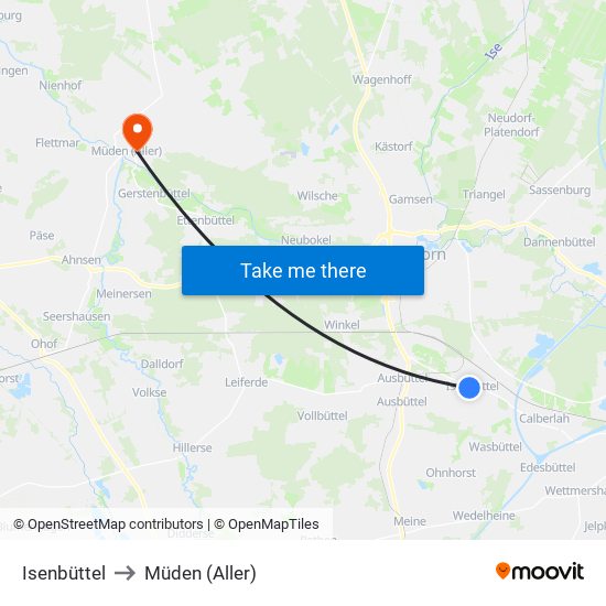 Isenbüttel to Müden (Aller) map