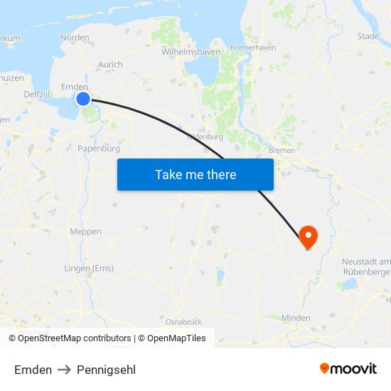 Emden to Pennigsehl map