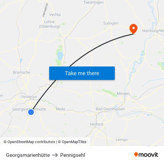 Georgsmarienhütte to Pennigsehl map