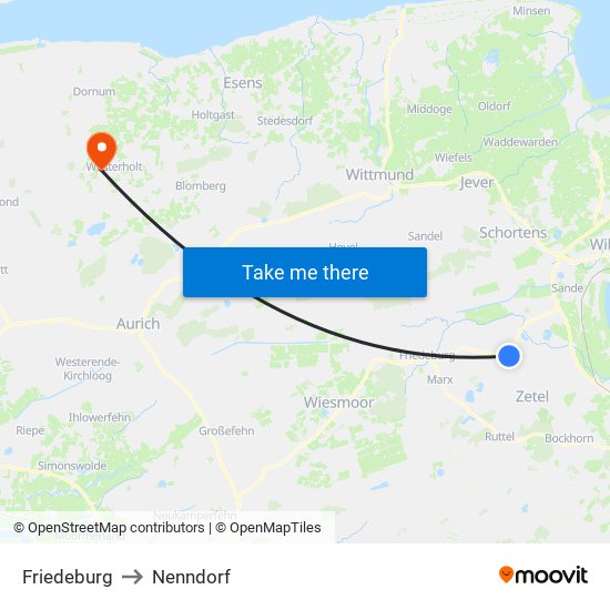 Friedeburg to Nenndorf map