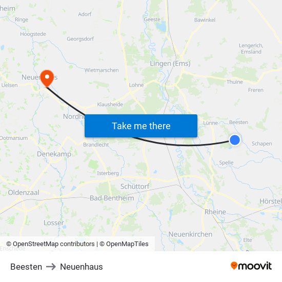 Beesten to Neuenhaus map