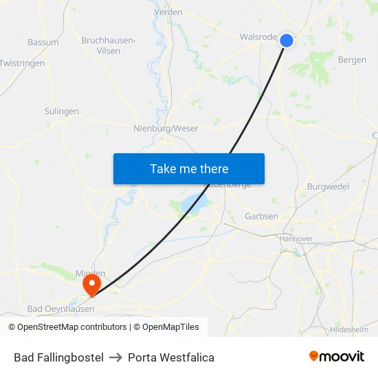 Bad Fallingbostel to Porta Westfalica map