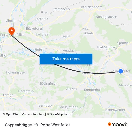 Coppenbrügge to Porta Westfalica map