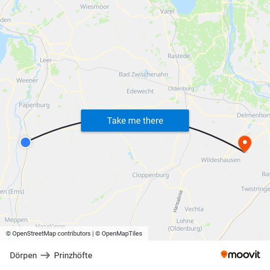Dörpen to Prinzhöfte map