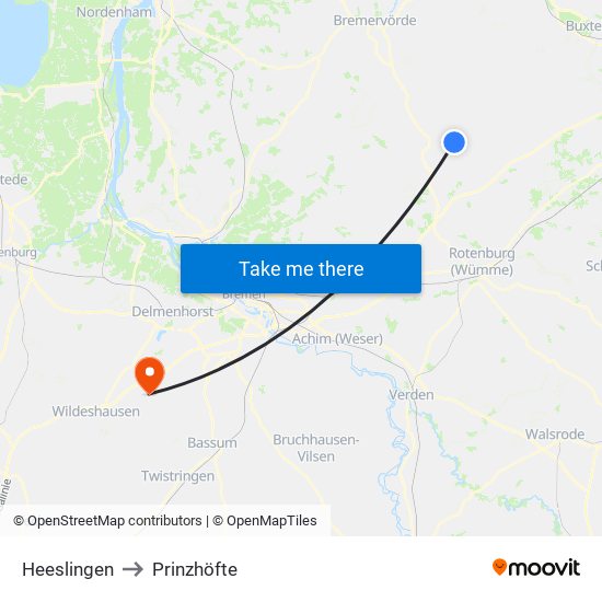 Heeslingen to Prinzhöfte map