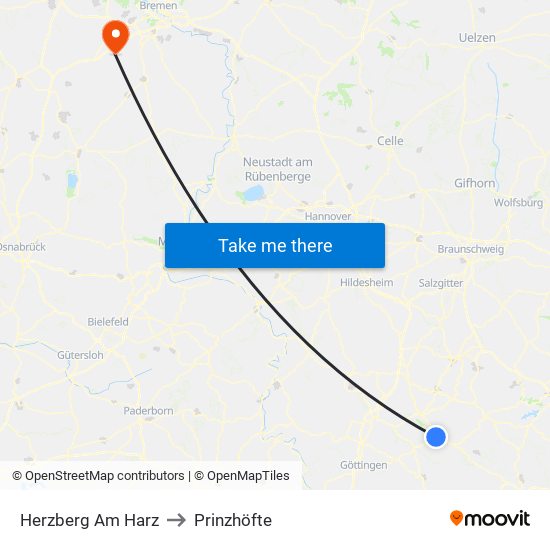Herzberg Am Harz to Prinzhöfte map