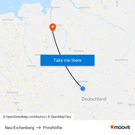 Neu-Eichenberg to Prinzhöfte map