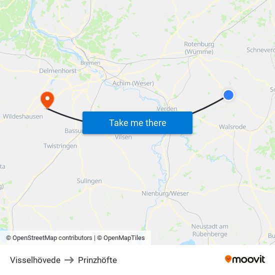 Visselhövede to Prinzhöfte map