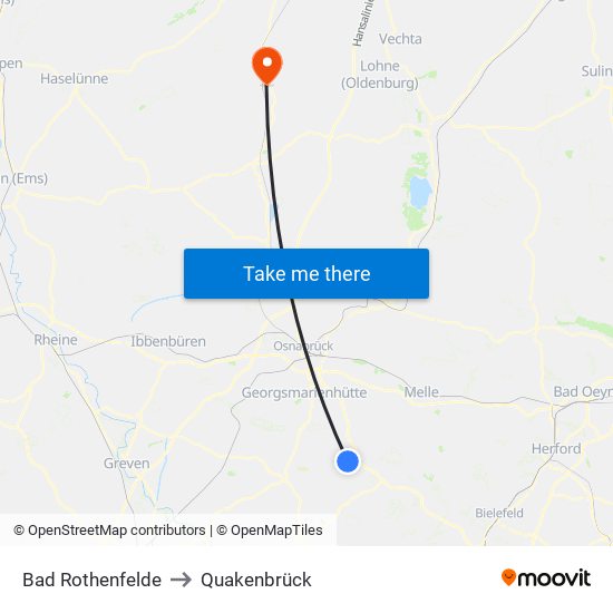 Bad Rothenfelde to Quakenbrück map