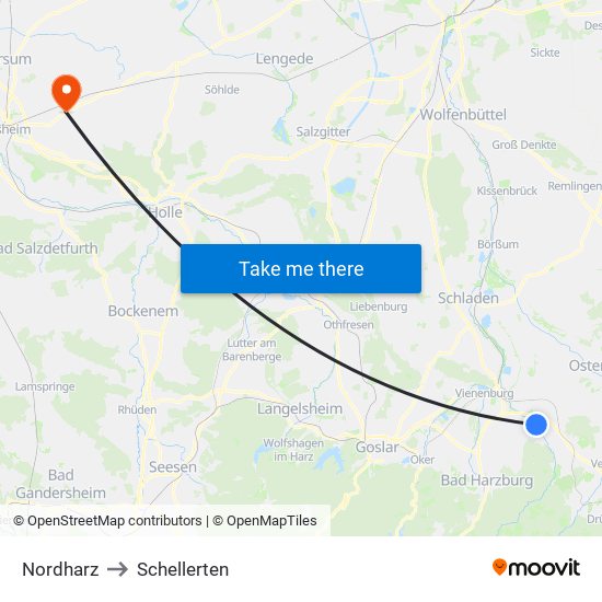 Nordharz to Schellerten map