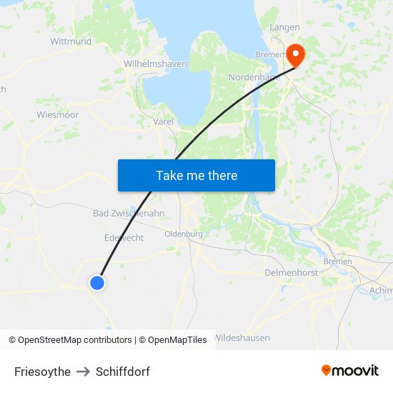 Friesoythe to Schiffdorf map