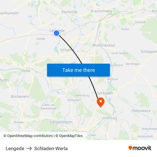 Lengede to Schladen-Werla map