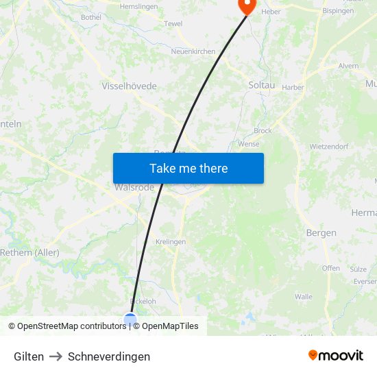 Gilten to Schneverdingen map