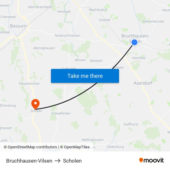 Bruchhausen-Vilsen to Scholen map