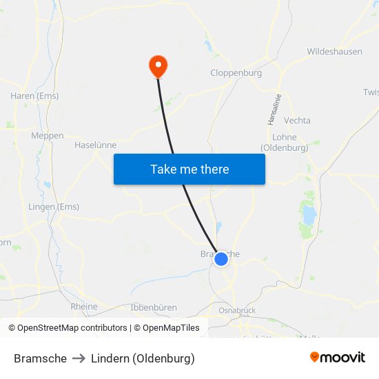 Bramsche to Lindern (Oldenburg) map