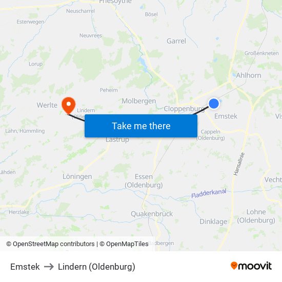 Emstek to Lindern (Oldenburg) map