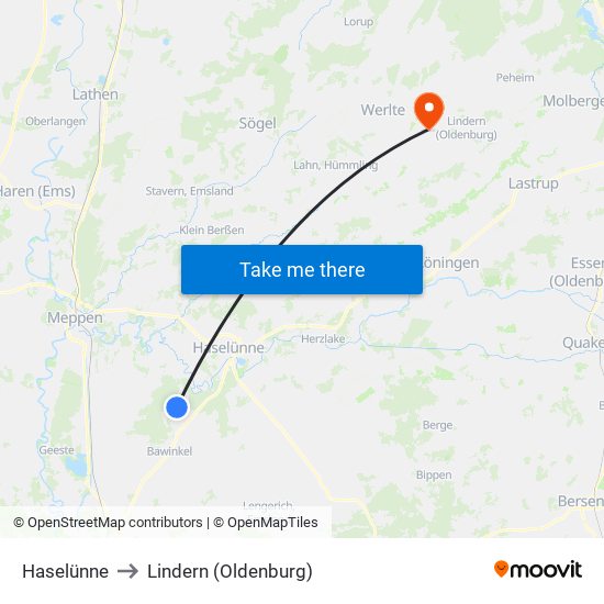 Haselünne to Lindern (Oldenburg) map