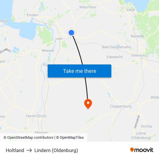 Holtland to Lindern (Oldenburg) map