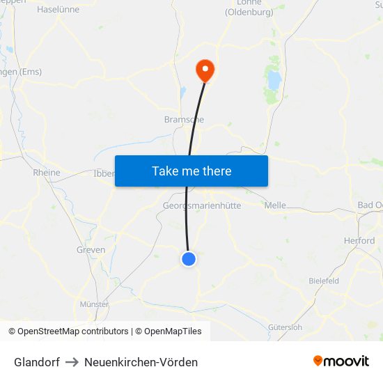 Glandorf to Neuenkirchen-Vörden map