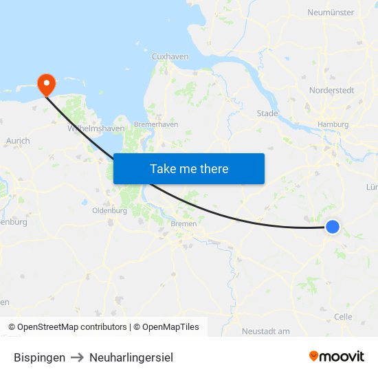 Bispingen to Neuharlingersiel map
