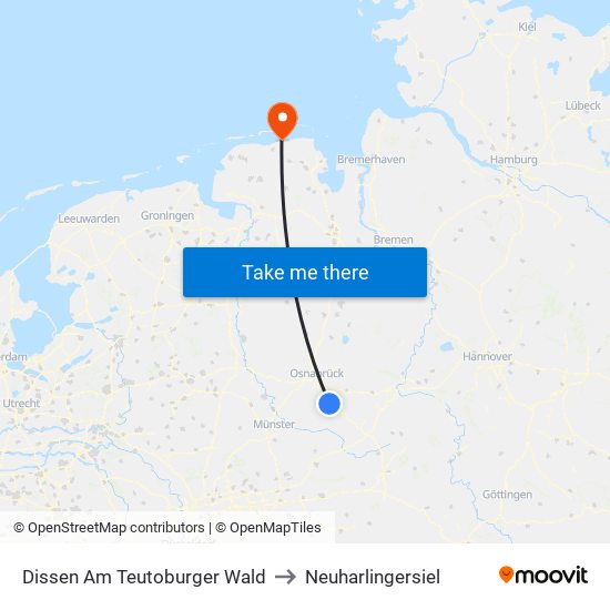 Dissen Am Teutoburger Wald to Neuharlingersiel map