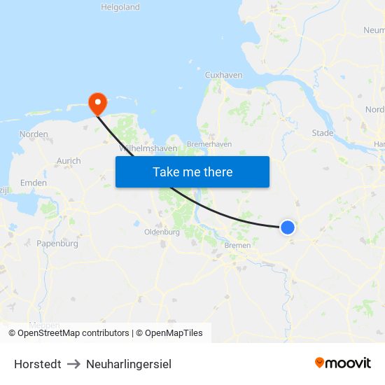 Horstedt to Neuharlingersiel map