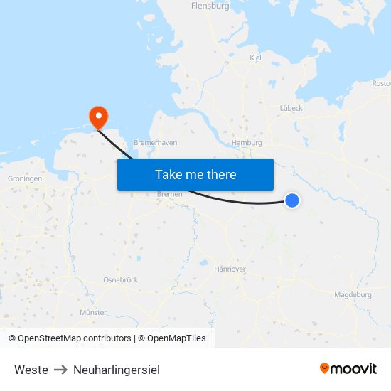 Weste to Neuharlingersiel map