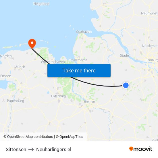 Sittensen to Neuharlingersiel map