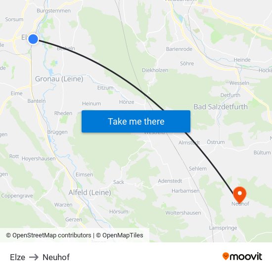 Elze to Neuhof map