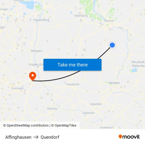 Affinghausen to Quendorf map