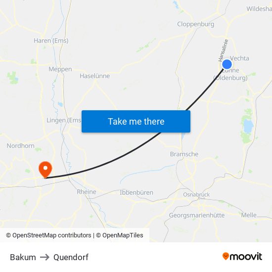 Bakum to Quendorf map