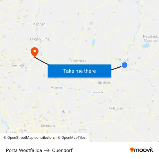 Porta Westfalica to Quendorf map