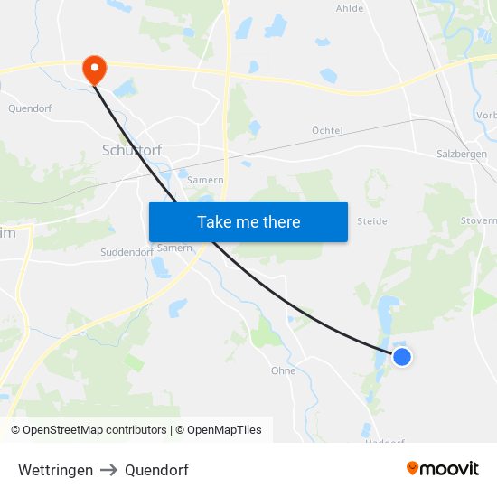 Wettringen to Quendorf map