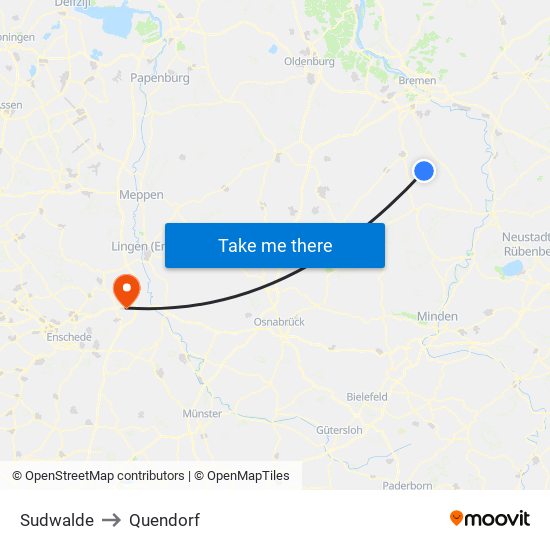 Sudwalde to Quendorf map