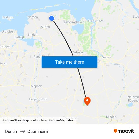 Dunum to Quernheim map