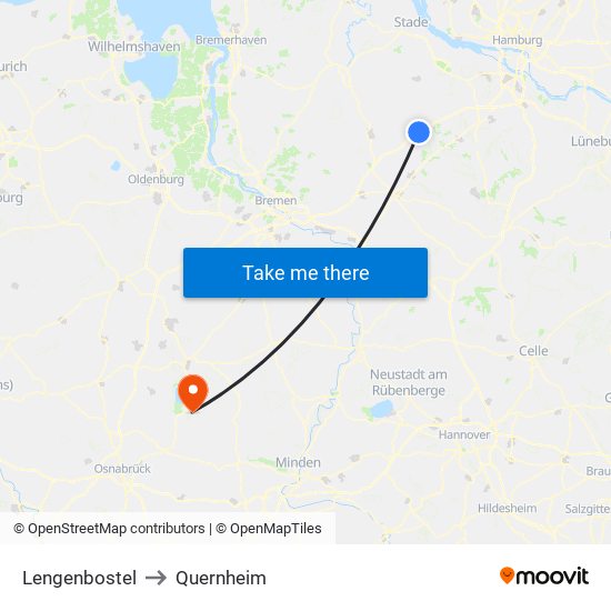 Lengenbostel to Quernheim map