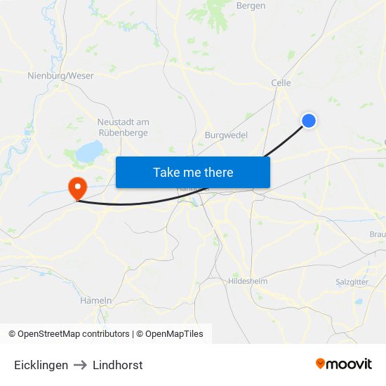 Eicklingen to Lindhorst map