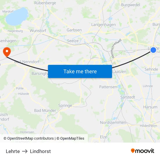 Lehrte to Lindhorst map