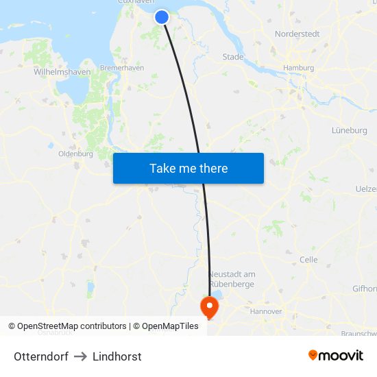 Otterndorf to Lindhorst map