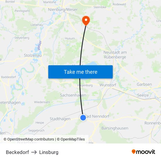 Beckedorf to Linsburg map