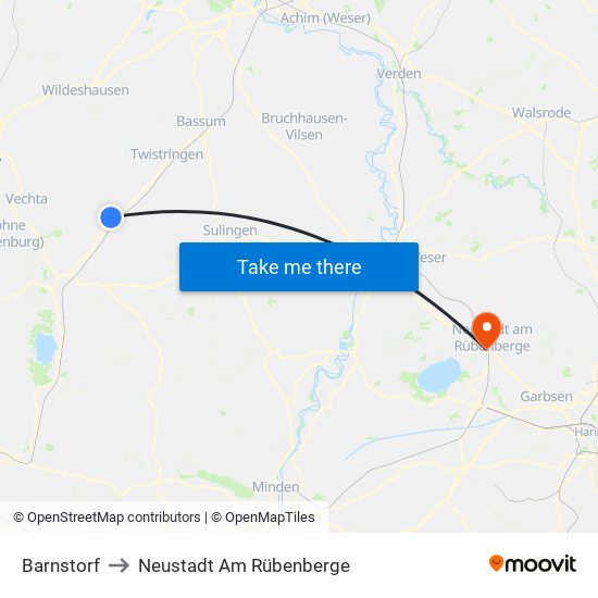 Barnstorf to Neustadt Am Rübenberge map