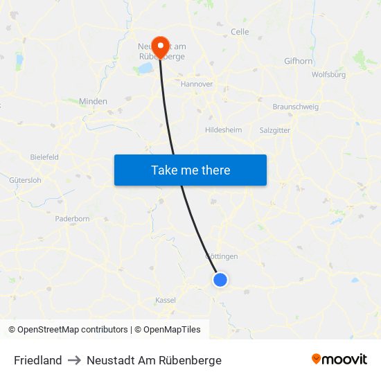 Friedland to Neustadt Am Rübenberge map